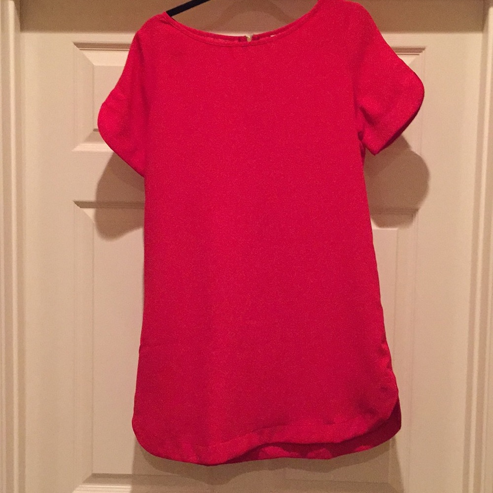 Red crepe shirt dress